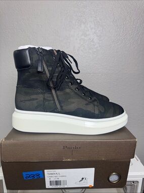 Paolo Black Camo Lace-Up High-Top Platform Boot